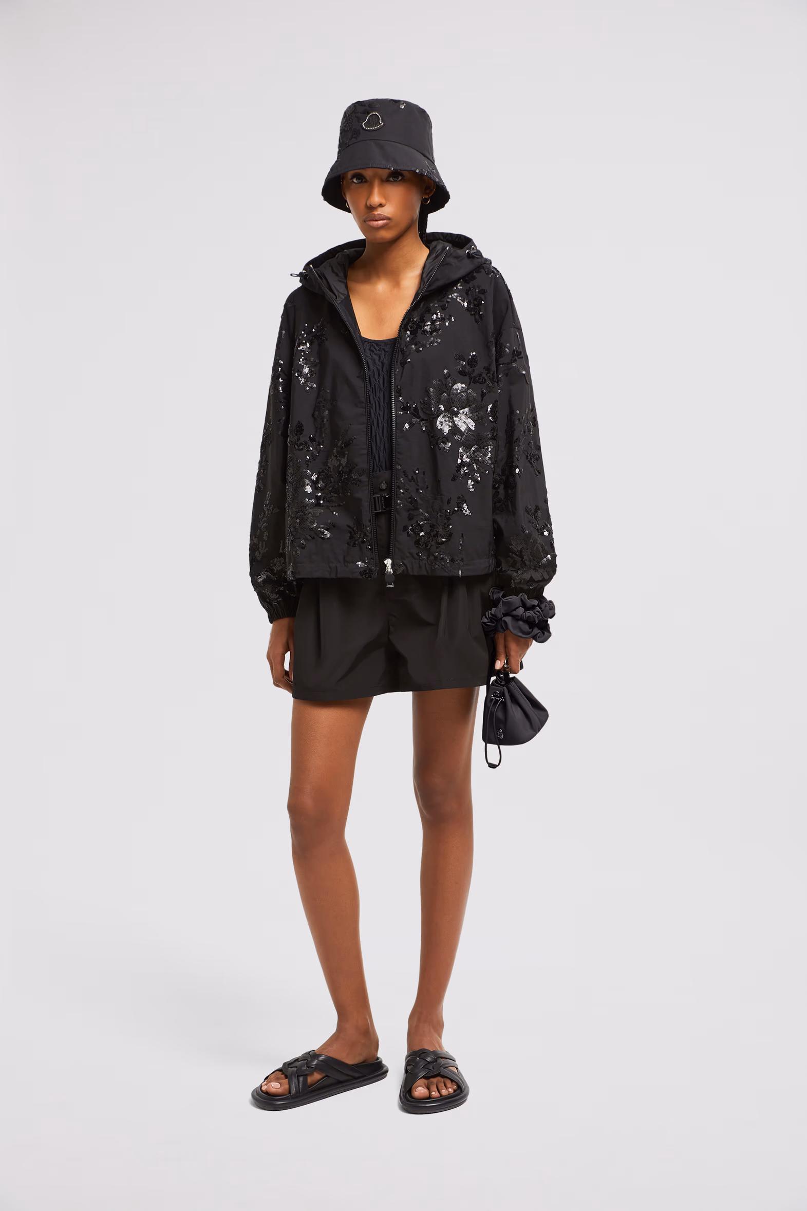 Landal Sequin-Embroidered Hooded Jacket Women Black Moncler 0